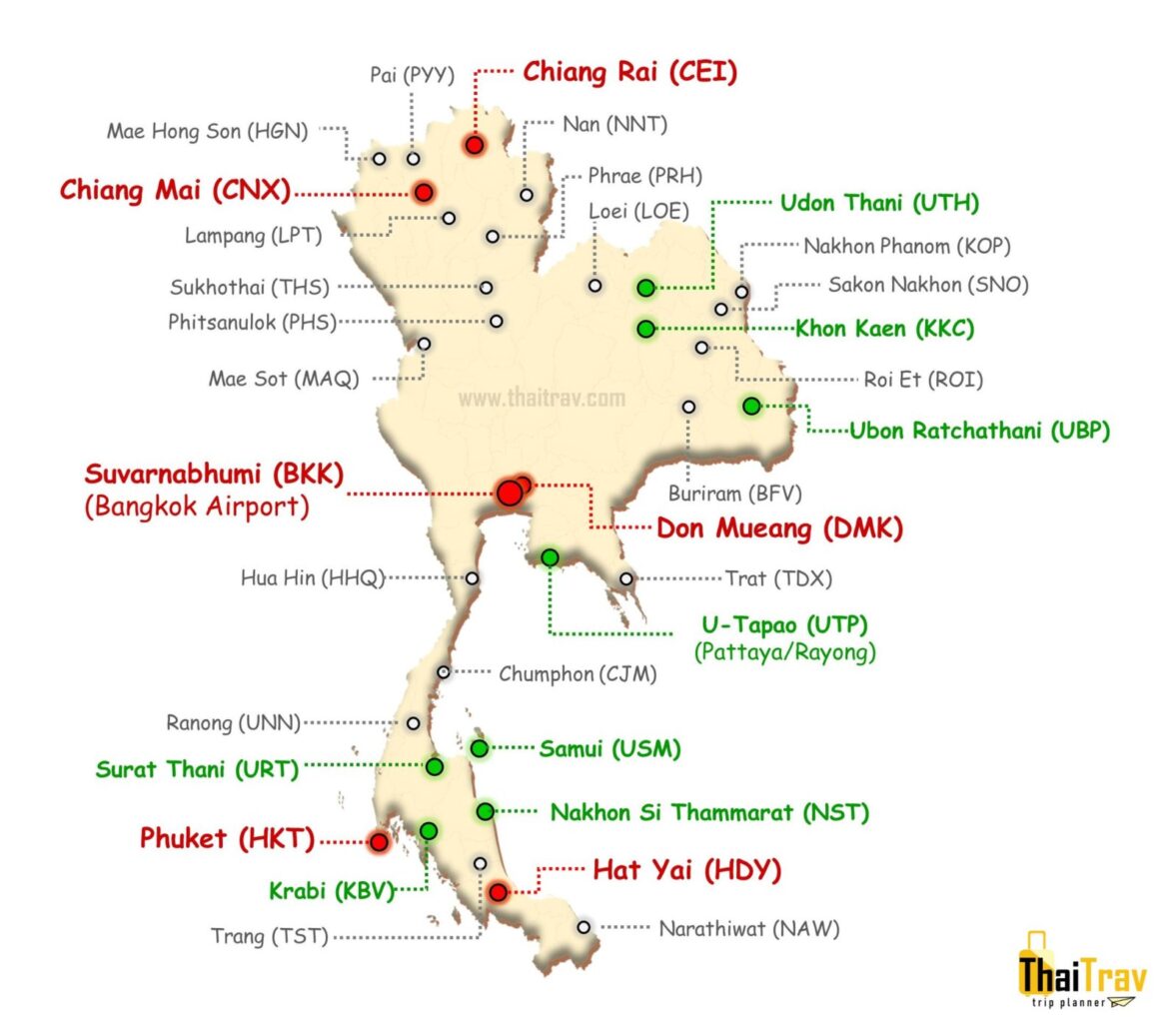 Airports-in-Thailand-Map