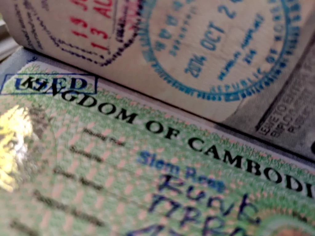 Example of a visa in Cambodia