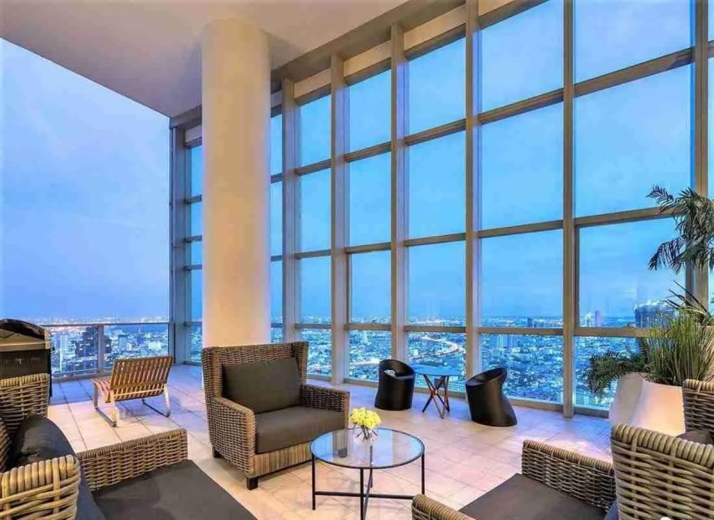 View on the city from a penthouse in bangkok