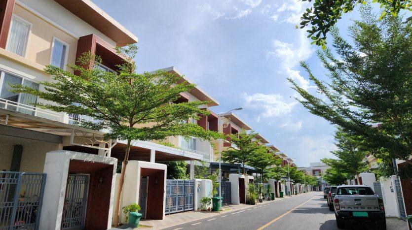 New modern houses in a street of Phnom Penh