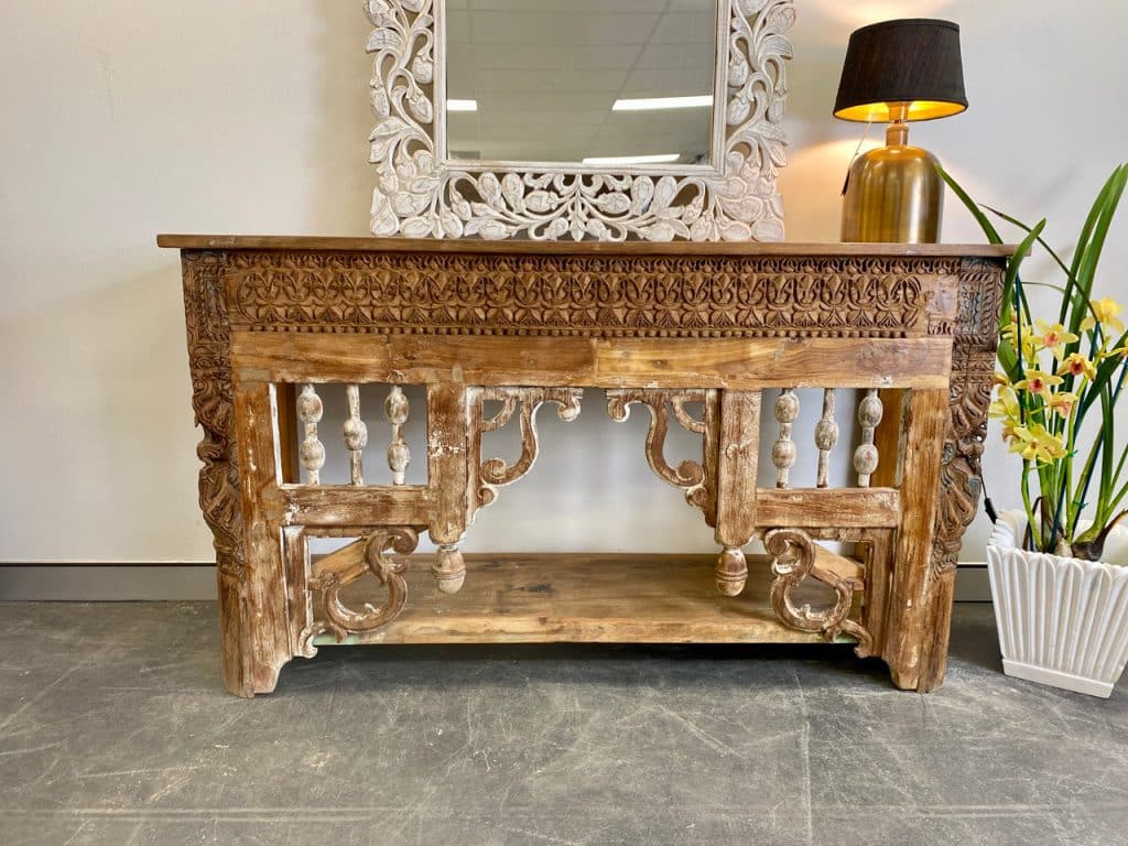 Bali style carved wooden console