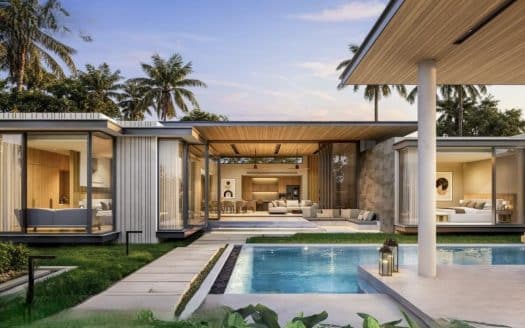 Modern luxury villa in Thailand, protected by integrated smart home technology and remote monitoring systems.