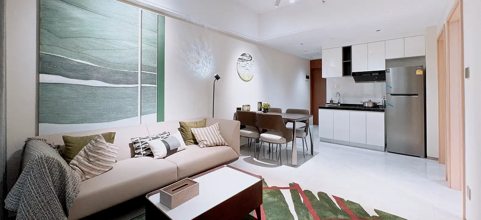 Le Conde BKK1 - one-bedroom residence living room and kitchen
