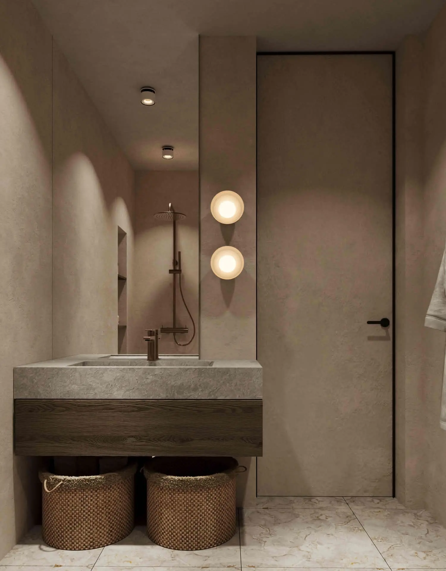 Sanur Vibe Apartments - bathroom with stone vanity