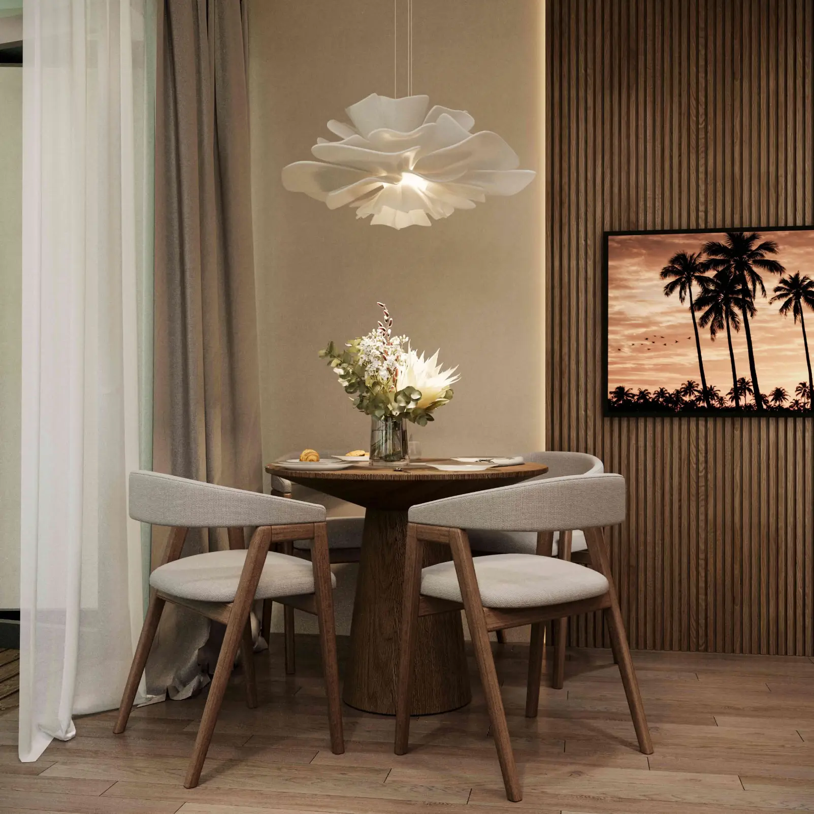Sanur Vibe Apartments - dining corner with designer pendant