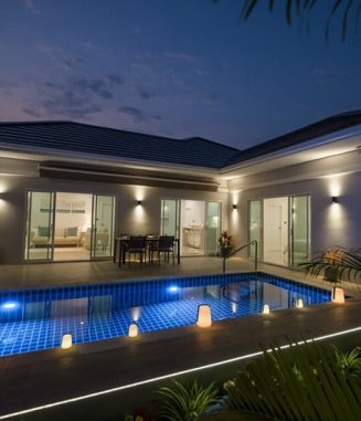 Khon-Kaen-Villa-With-Private-Pool-At-Night